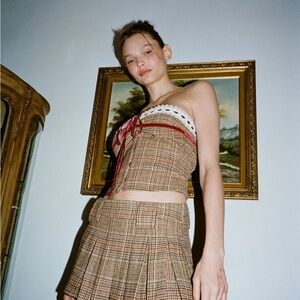 With Jean Brown Plaid Mini Skirt